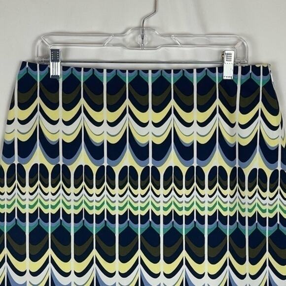 Talbots Navy Yellow Bold Print Career Office Date Skirt NWOT Size 10 - Picture 2 of 11